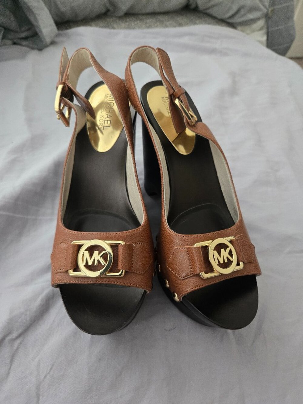 Michael Kors Charm Sling Open Toe Platform Wedge Sandals Size 7.5M NWOT